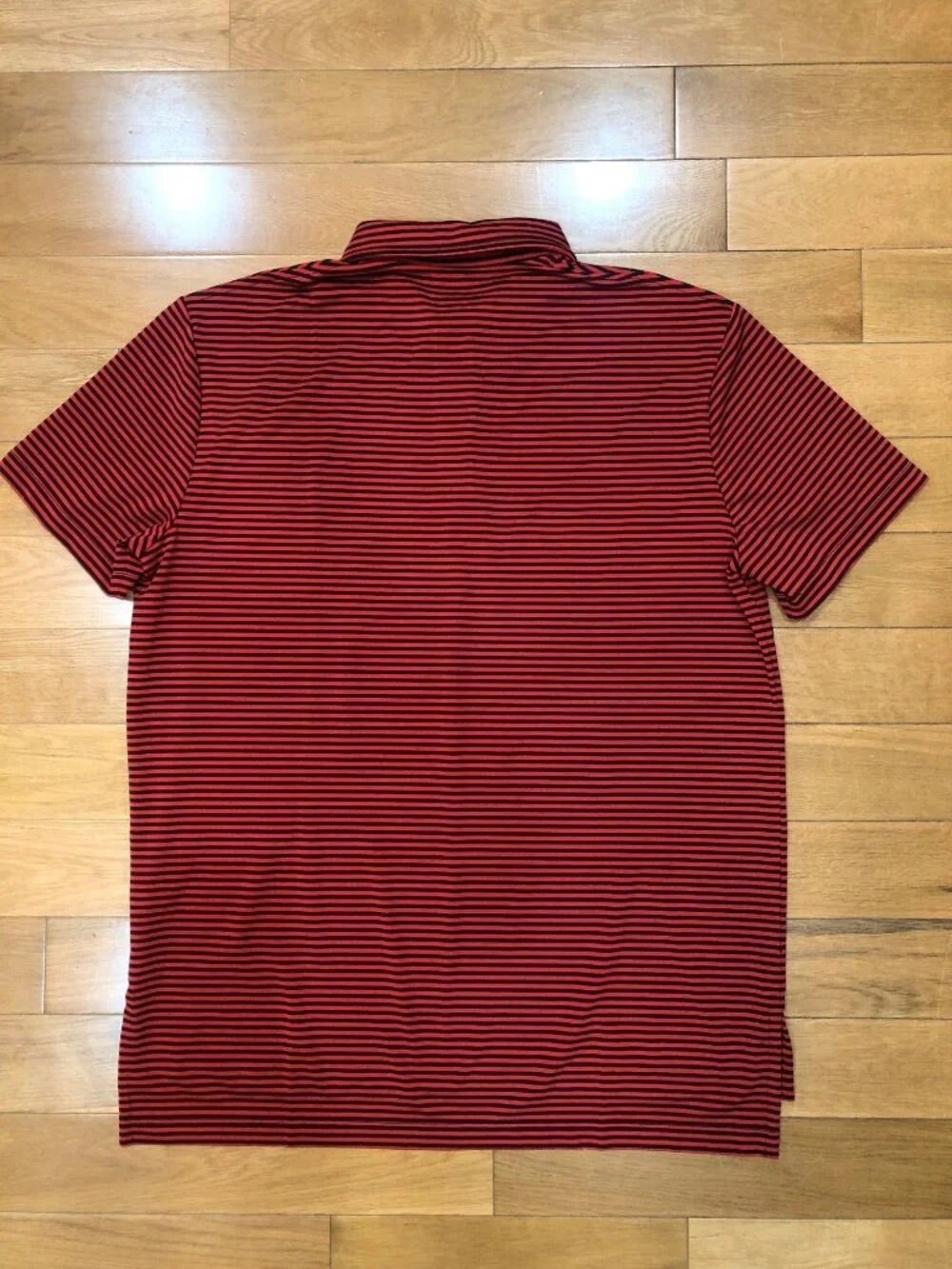 Polo Ralph Lauren Performance Red Black Striped Polo Shirt Sz L Preppy Golfcore